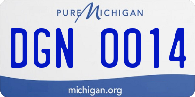 MI license plate DGN0014