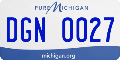 MI license plate DGN0027