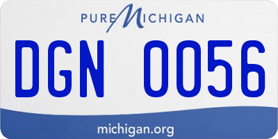 MI license plate DGN0056