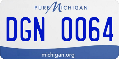 MI license plate DGN0064
