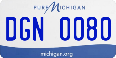 MI license plate DGN0080
