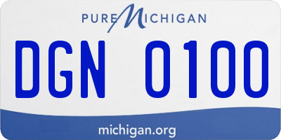 MI license plate DGN0100