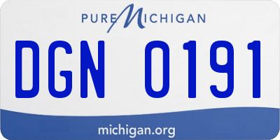 MI license plate DGN0191