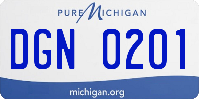 MI license plate DGN0201