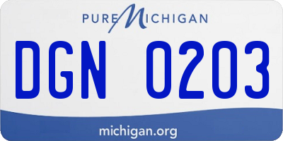 MI license plate DGN0203