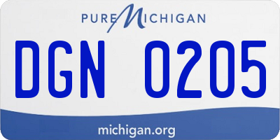 MI license plate DGN0205