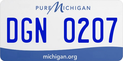 MI license plate DGN0207