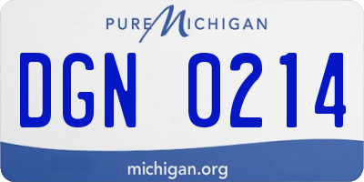 MI license plate DGN0214