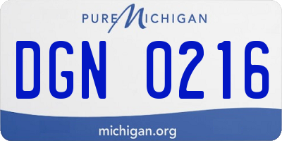 MI license plate DGN0216