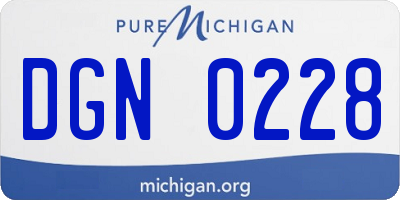 MI license plate DGN0228