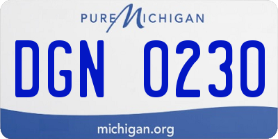 MI license plate DGN0230
