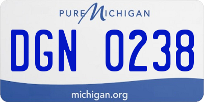 MI license plate DGN0238