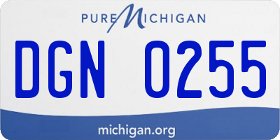 MI license plate DGN0255