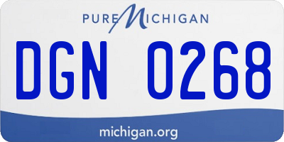 MI license plate DGN0268