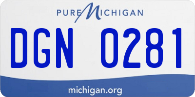 MI license plate DGN0281