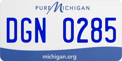 MI license plate DGN0285