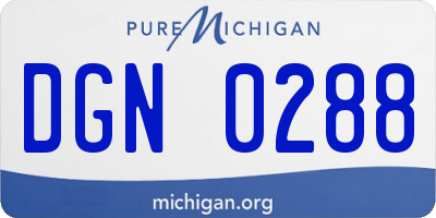 MI license plate DGN0288