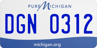 MI license plate DGN0312