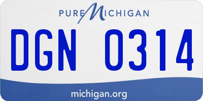 MI license plate DGN0314