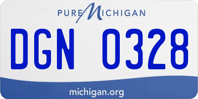 MI license plate DGN0328
