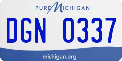 MI license plate DGN0337