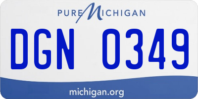 MI license plate DGN0349
