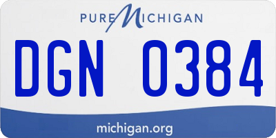 MI license plate DGN0384