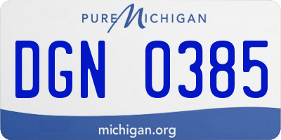 MI license plate DGN0385