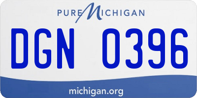 MI license plate DGN0396