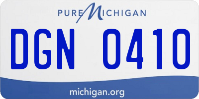 MI license plate DGN0410