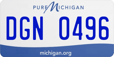 MI license plate DGN0496