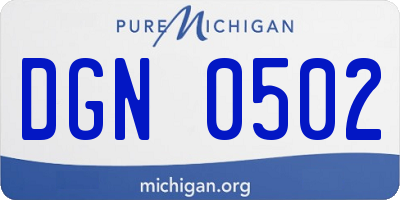 MI license plate DGN0502