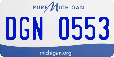 MI license plate DGN0553