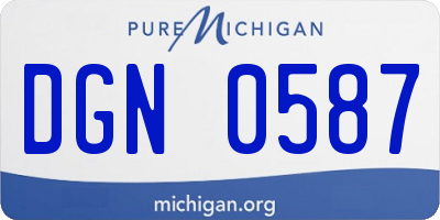 MI license plate DGN0587