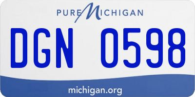 MI license plate DGN0598