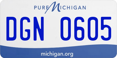 MI license plate DGN0605