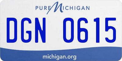 MI license plate DGN0615