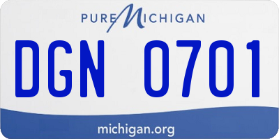 MI license plate DGN0701