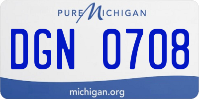 MI license plate DGN0708