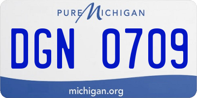 MI license plate DGN0709