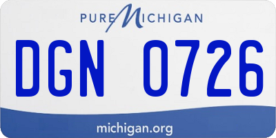 MI license plate DGN0726