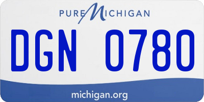 MI license plate DGN0780