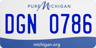 MI license plate DGN0786