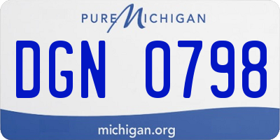 MI license plate DGN0798