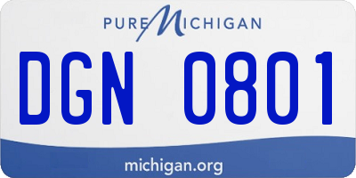 MI license plate DGN0801