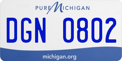 MI license plate DGN0802