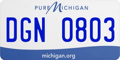 MI license plate DGN0803