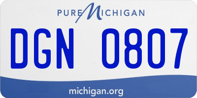 MI license plate DGN0807