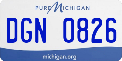 MI license plate DGN0826