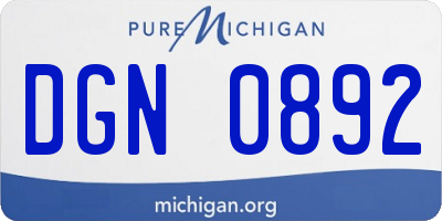 MI license plate DGN0892